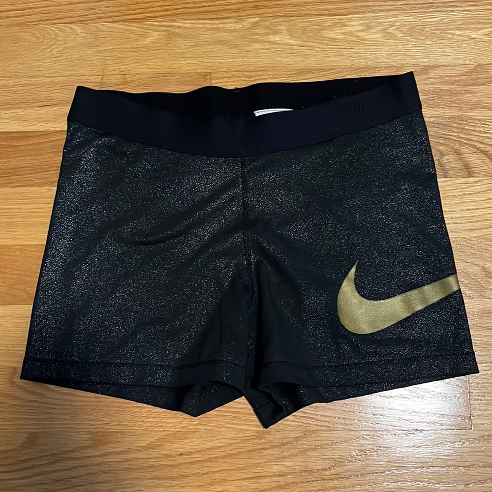 Gold/Black Nike Stretch Exercise Shorts Size Large